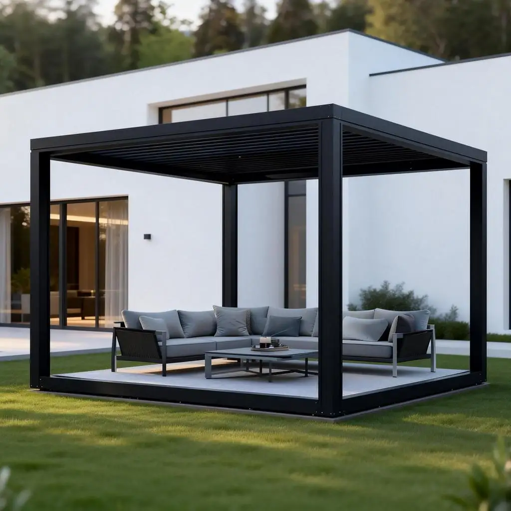 High Quality Aluminium Pergola Remote Control Gazebo Waterproof Sunshade Awning Motorized Foldable Louvered Roof Pergolas