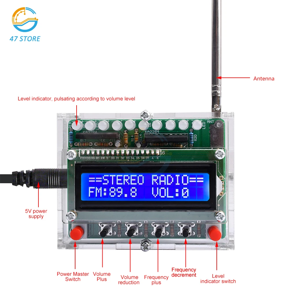 Rádio fm Digital Faça Você Mesmo Kit Eletrônico Kit fm Rádio Receptor Módulo 87108mhz Componente de Solda Projeto Prática Rda5807