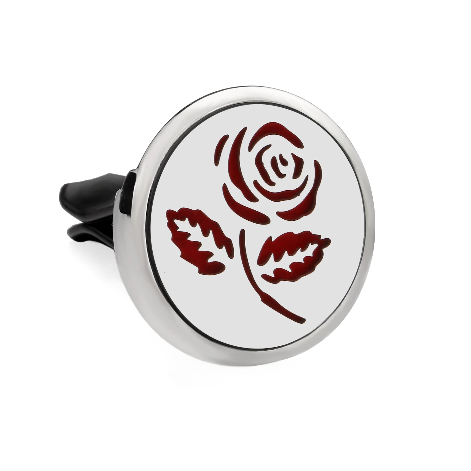 

Flowers Rose Sakura Lotus Clover Leave Aromatherapy Car Perfume Diffuser Stainless Steel 30mm Locket Car Air Freshener Vent Clip