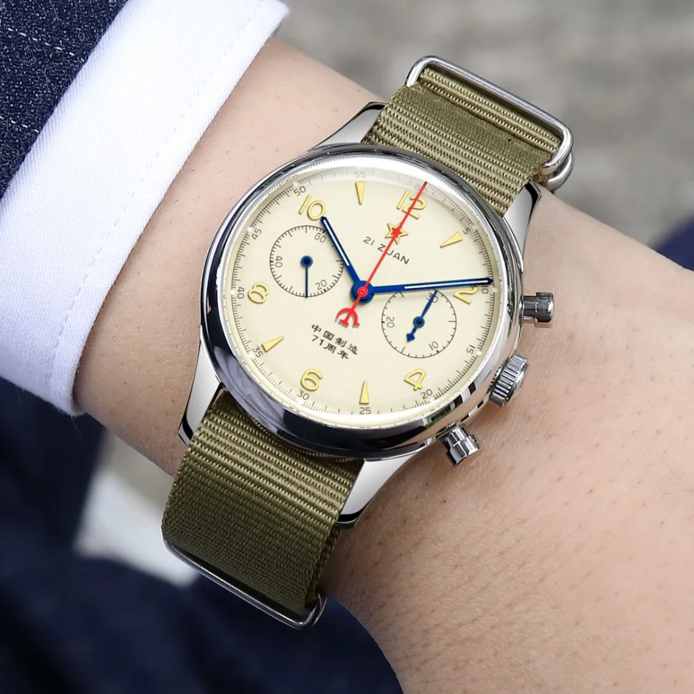 SEAKOSS 1963 Chronograph Men's Luminous Watches 40mm 38mm Manual Winding with Seagull ST1901 Movement With Swan Neck Wristwatch