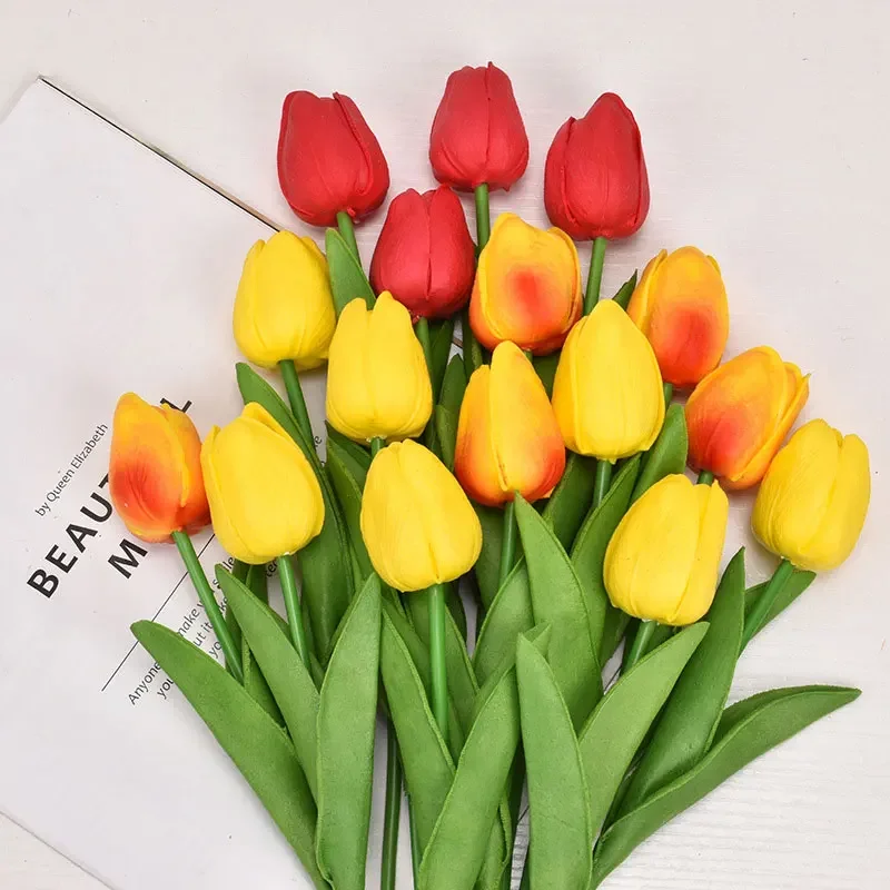 

5PCS/Pack Artificial Flower Tulip PU Fake Flower Bouquet Gift Home Garden Wedding Decoration