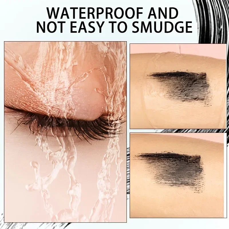2-in-1 4D Fiber Mascara: Ultra waterdicht, krullend en verlengend, volumegevend zwart voor alle huidtypes, 9 g/0,32 oz