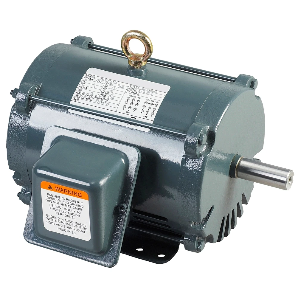 56 Frame NEMA Three Phase Motor 3450 RPM 115/208-230V 2HP Rolled Steel Farm Duty Motor