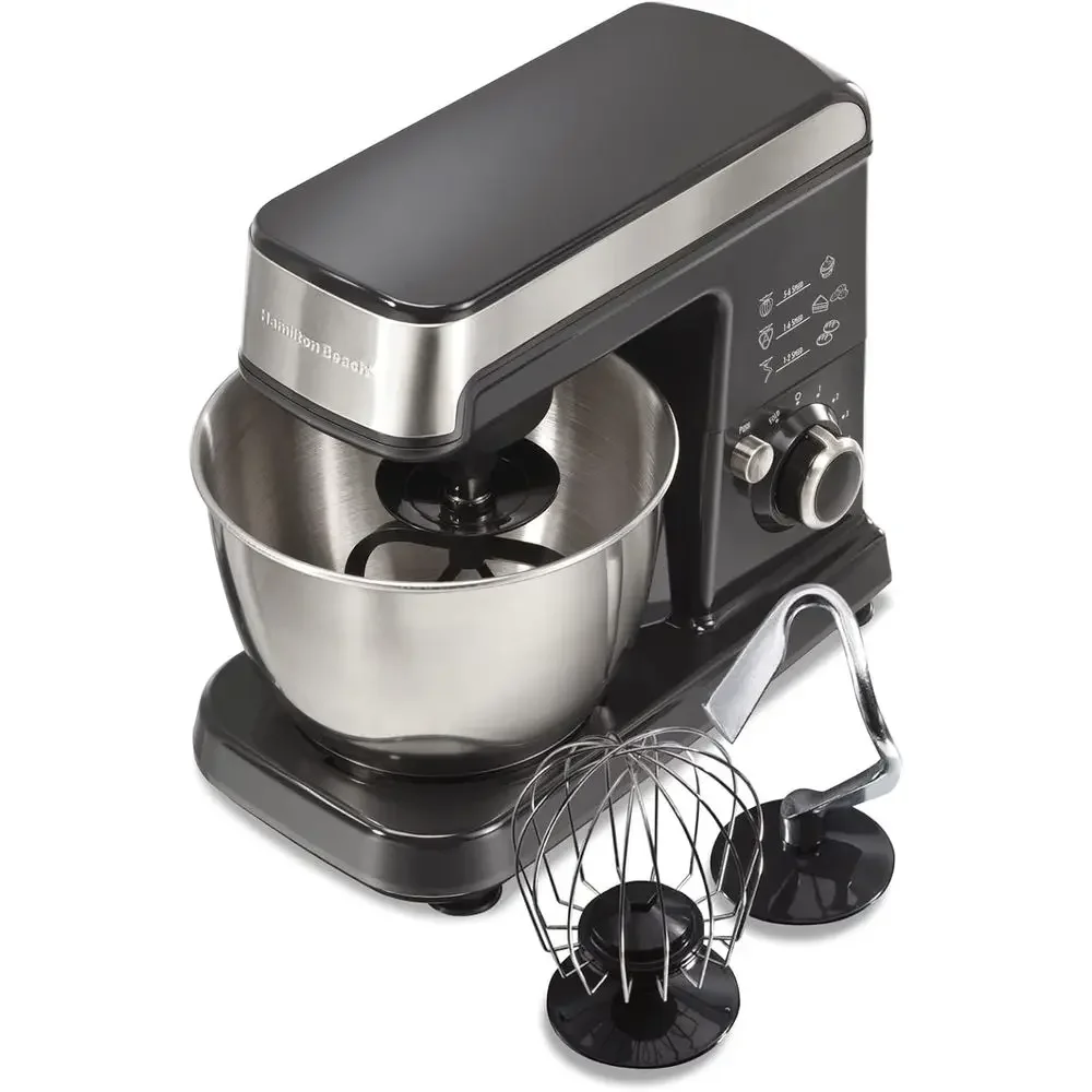 

6 Speed Electric Stand Mixer with Stainless Steel 3.5 Quart Bowl, Planetary Mixing, Tilt-Up Head, 300W Motor, Black (63326)