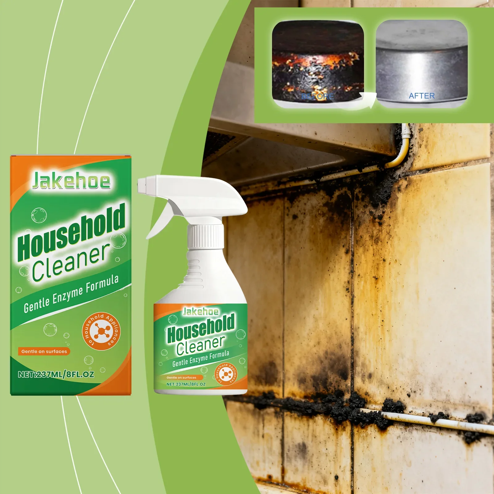 Limpiador Enzimático para el Hogar en Aerosol, Fórmula Natural con Bioenzimas, Potente Quitamanchas de Grasa, Limpieza Diaria Multisuperficie para Cocina