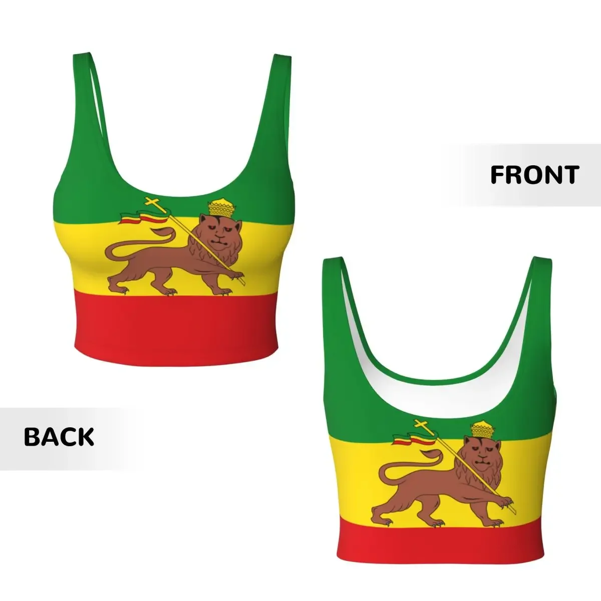 Chaleco de Yoga para mujer, Tops cortos deportivos para gimnasio, bandera de Etiopía (1897 1974), ropa de calle, camiseta sin mangas transpirable para entrenamiento para mujer