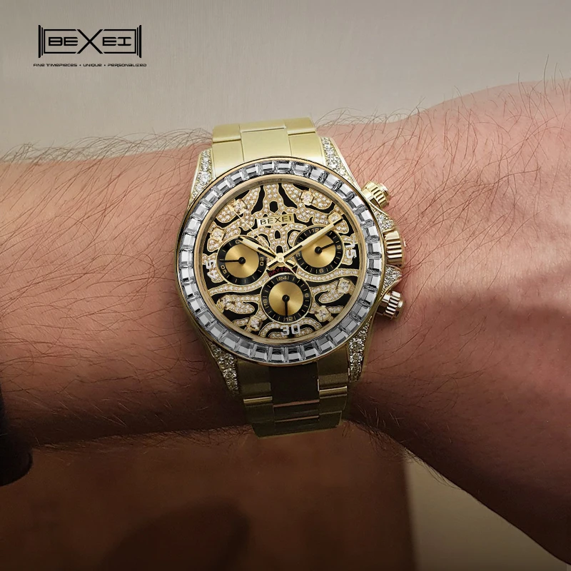 

BEXEI 2025 Tiger Face Dial Design Watch for Men 316L Stainless Steel Luminous Waterproof Business Automatic Mechanical Watches