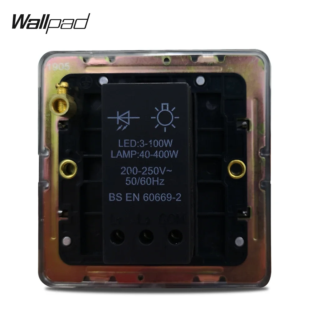 Wallpad Black Nickel Wall Switch Wall Socket 13A 3 Pin Plug Outlet Retro Toggle Switch LED Dimmer Brightness Regulator