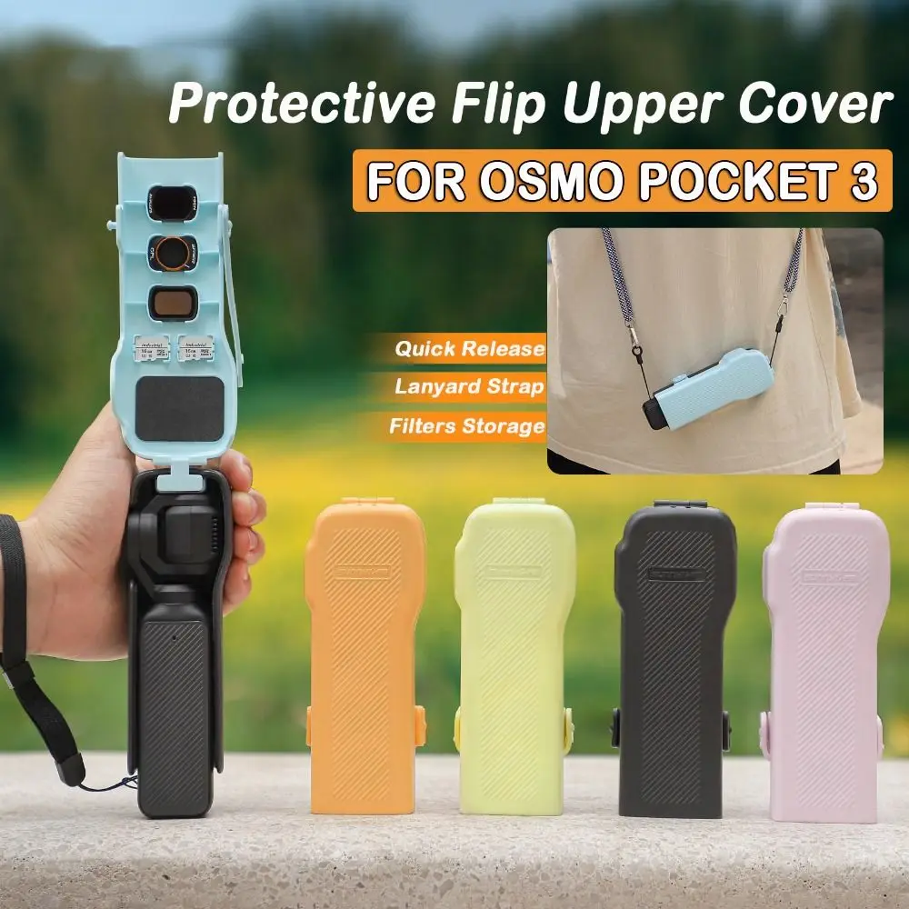 Tutup Pelindung Anti Jatuh dengan Tali Penyandang Cakupan Penuh Penutup Atas Flip Casing Bodi Lepas Cepat untuk DJI Osmo Pocket 3