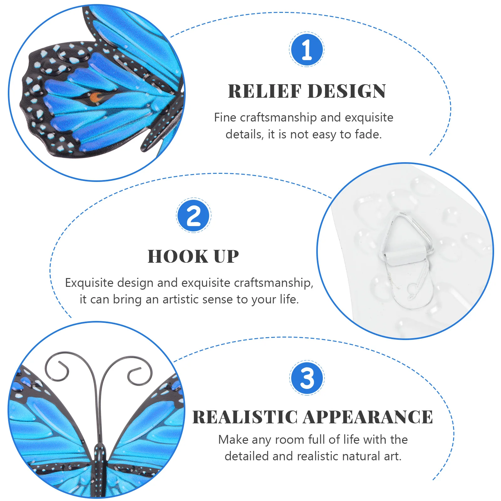 Butterfly Wall Hanging Metal Butterflies Decor Iron Pendant Butterfly-shape Blue Baby