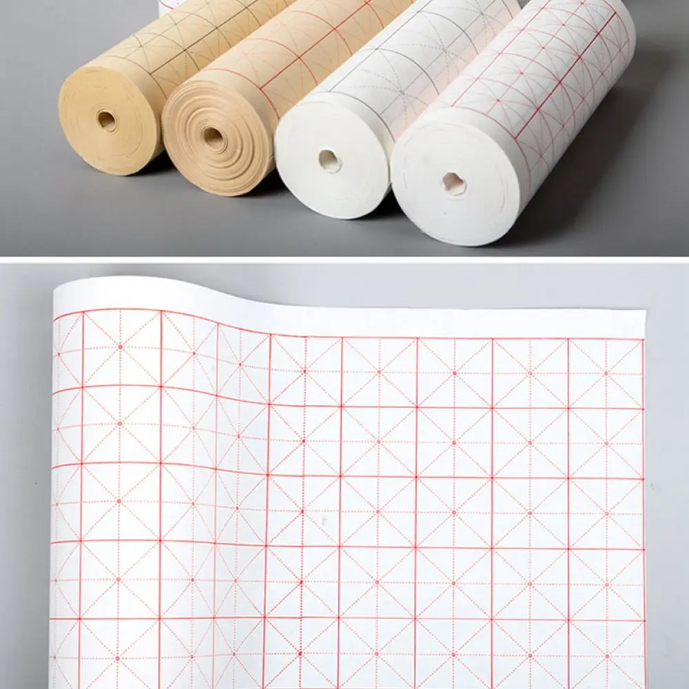 Calligraphy Practice Paper Roll Rice Grid Semi Ripe Xuan Paper Thickened For Beginners Brush Writing Stationary Tool