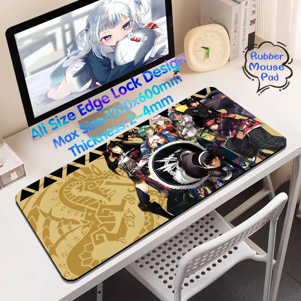 M_monster H_hunter W_world Mouse Pad Rubber Mouse Pad 4mm Keyboard Carpet Super Big Large Edge Gamer Keyboard Pad  Desk Mat