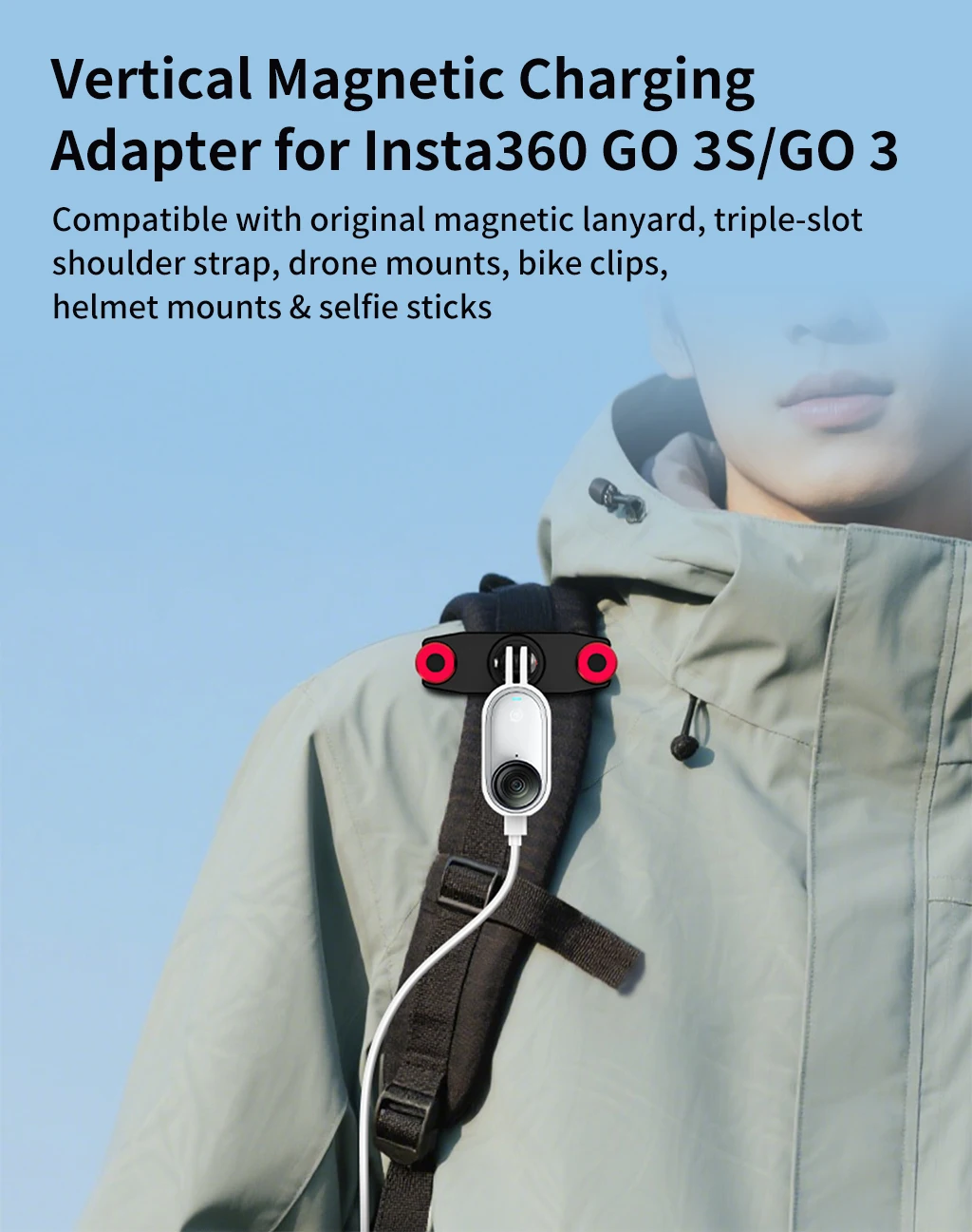 Go 3S Magnetisches Halterungsset, Lade-Vertikal-Horizontal-Adapter für Insta360 Go 3, Schnellverschluss-Schutzhülle, Kamerazubehör – Detail 1
