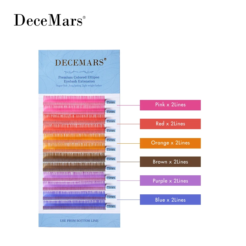 DeceMars  Bright Colored Ellipse Flat  Eyelash Extension Mix Color