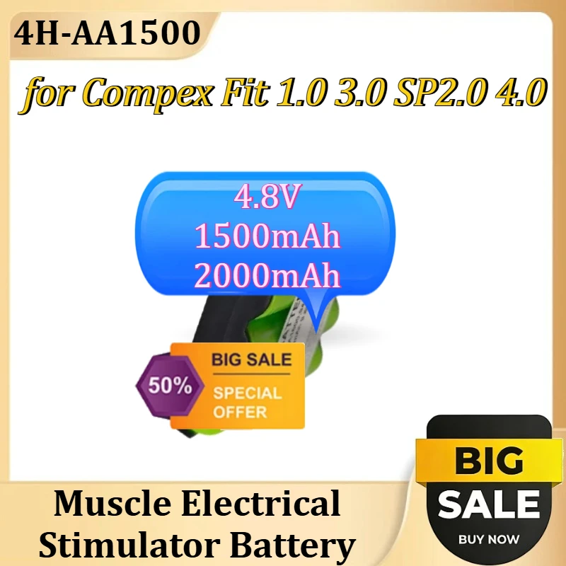 

4H-AA1500 Muscle Electrical Stimulator Battery for Compex Fit 1.0 3.0 SP2.0 4.0 4.8V 1500mAh 2000mAh