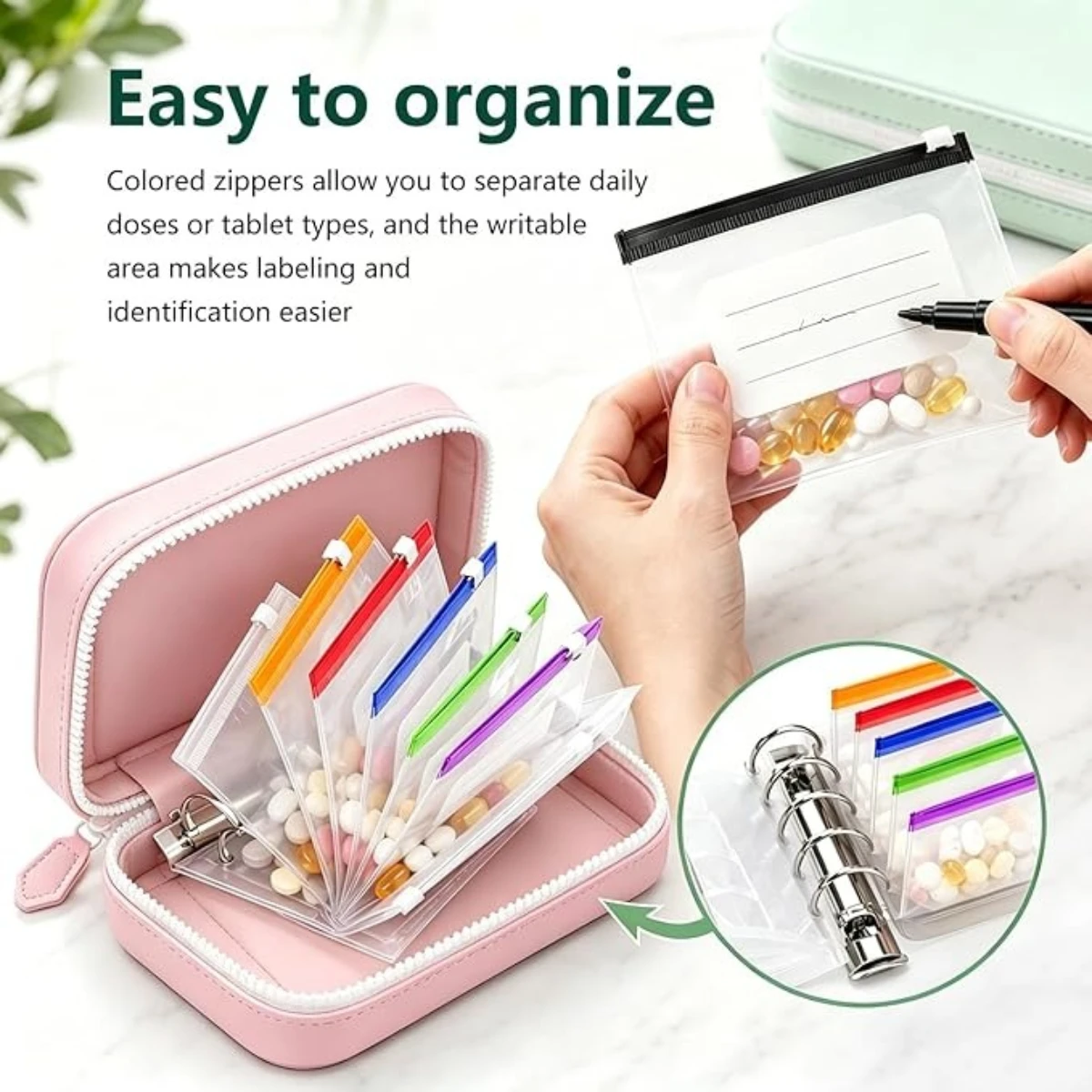 Waterproof Pill Pouch Set,  A8 Waterproof Pill Organizer Set, 7 to 14 Days of Meds and Medicine Crush-Resistant Shell