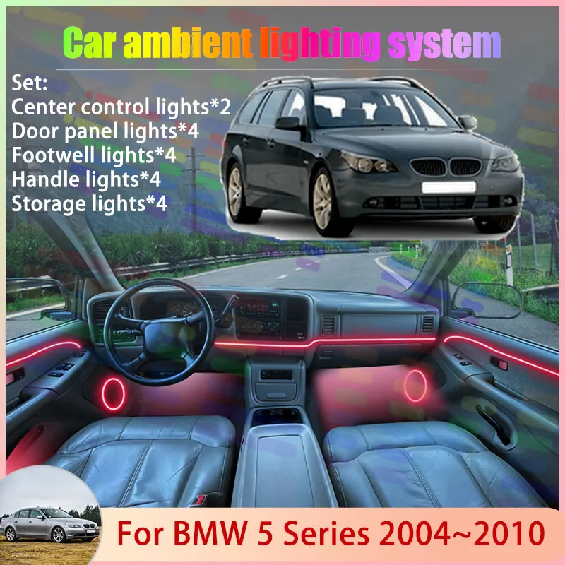 

Для BMW 5 серии E60 E61 MK5 5Gen 2004 ~ 2010 2005 2/18 в 1 автомобильный атмосферный светильник RGB абажур ансамбль стример атмосферный набор