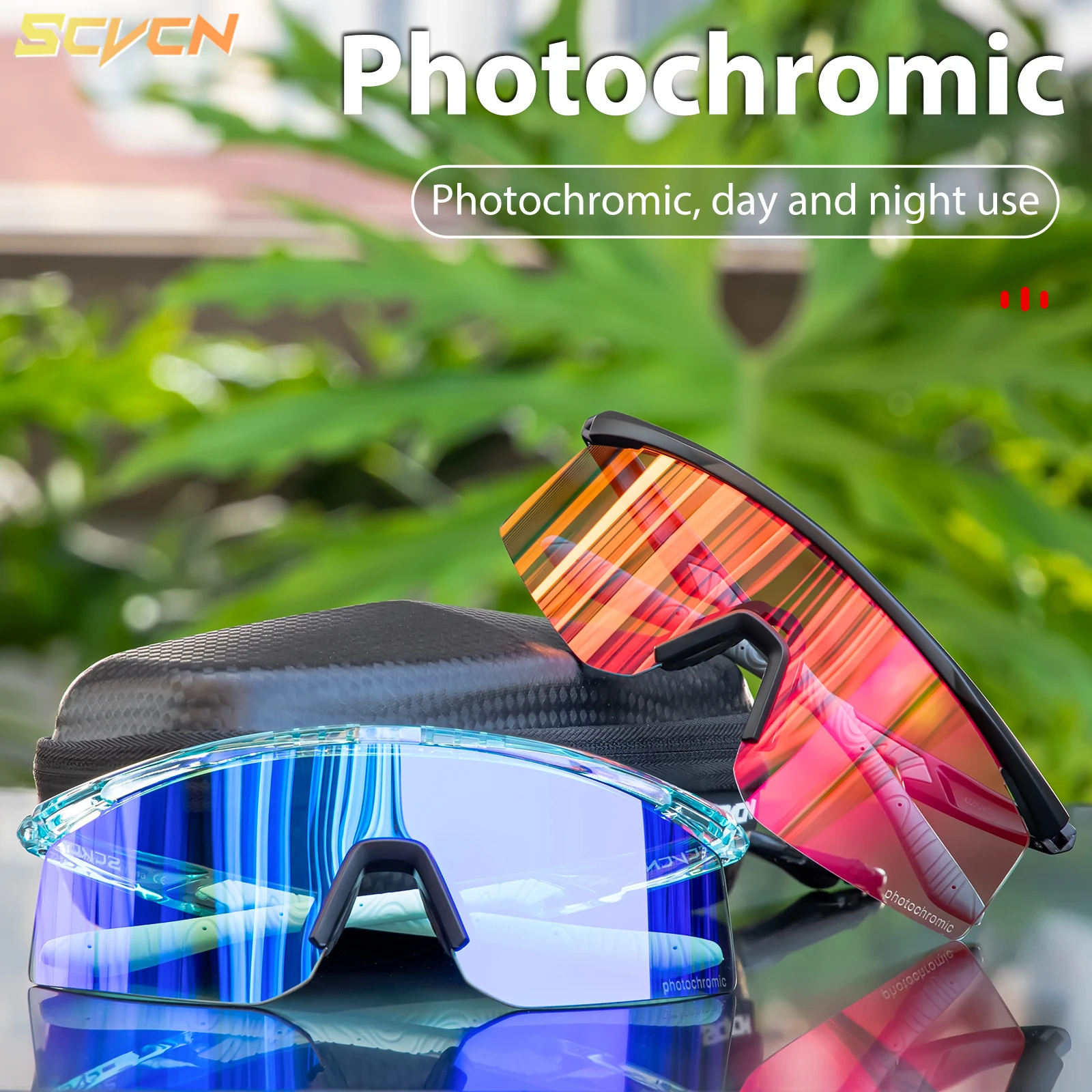 SCVCN Photochromic Cycling Glasses Cycling Sunglasses UV400 MTB Sports Eyewear Bicycle Goggles Bike Outdoor Cycling Equipment