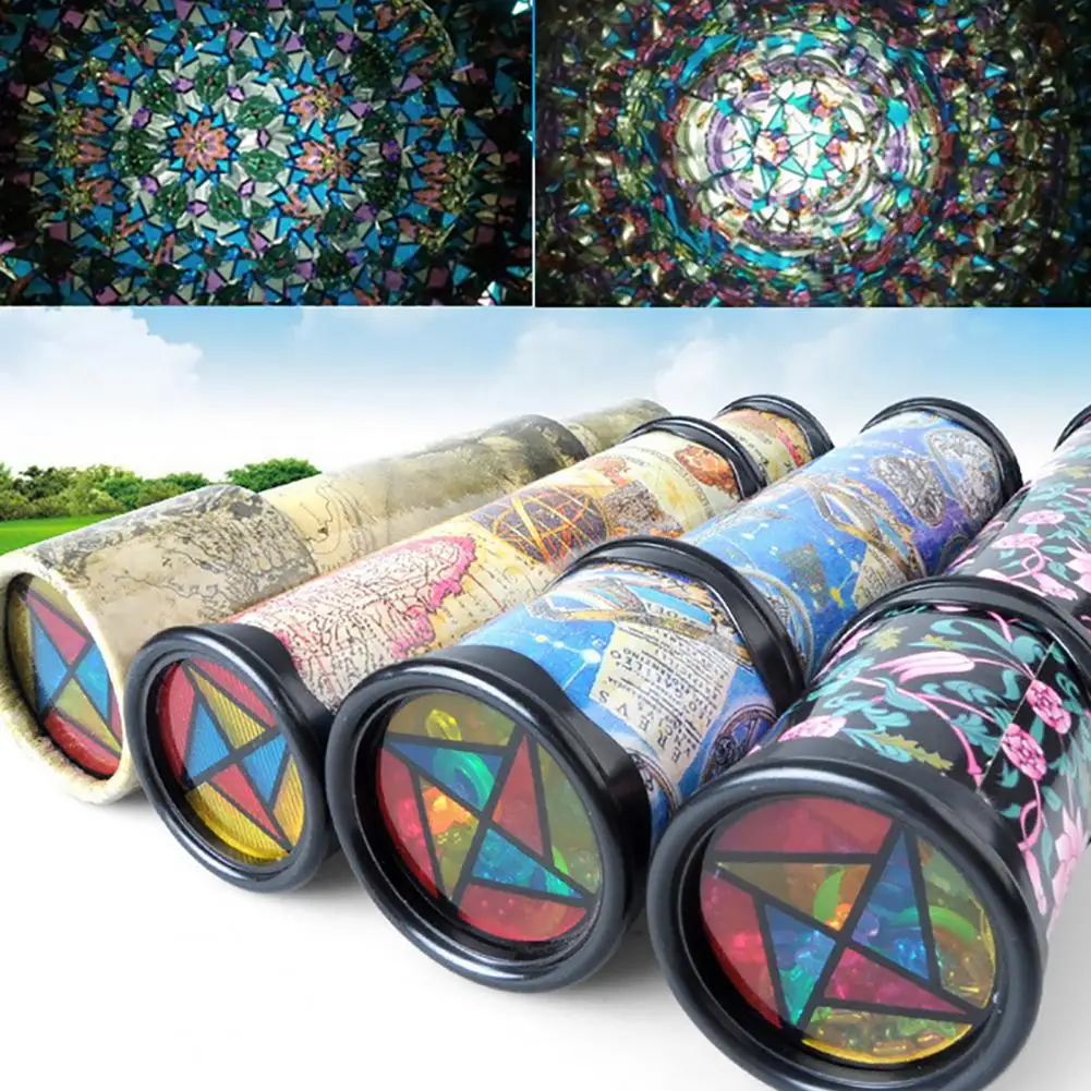 Kids Kaleidoscope Multicolored Classic Kaleidoscope Retro Pattern Arouse Curious Tumble Wheel Magical Tube Prism Lens