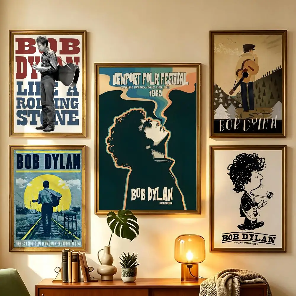 music Bob Dylan Poster Wall Sticker Poster Decal PP Material Self-Adhesive Waterproof for Living Room Home Wall Decor