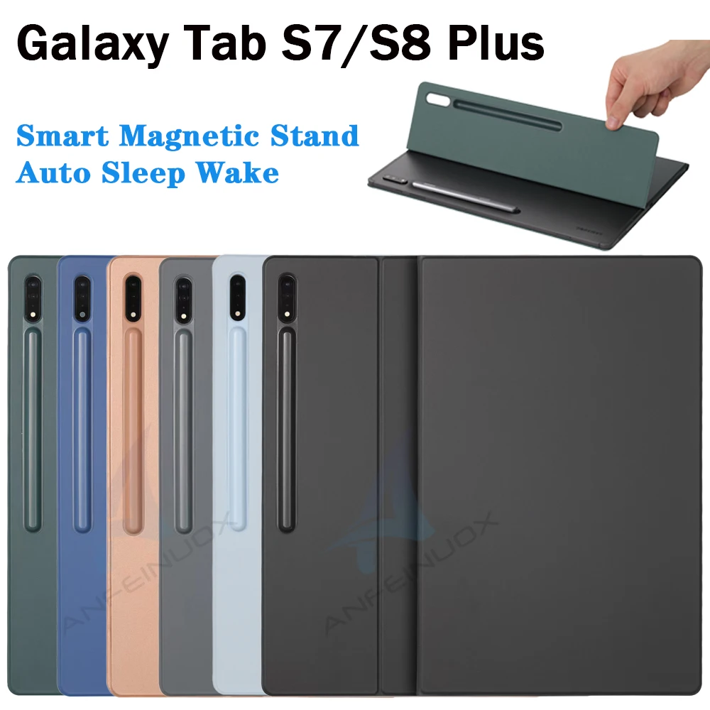 Étui magnétique pour Samsung Galaxy Tab S8 S7 Plus, housse de support, réveil automatique pour Galaxy Tab S7 FE S8 Ultra avec porte-crayon