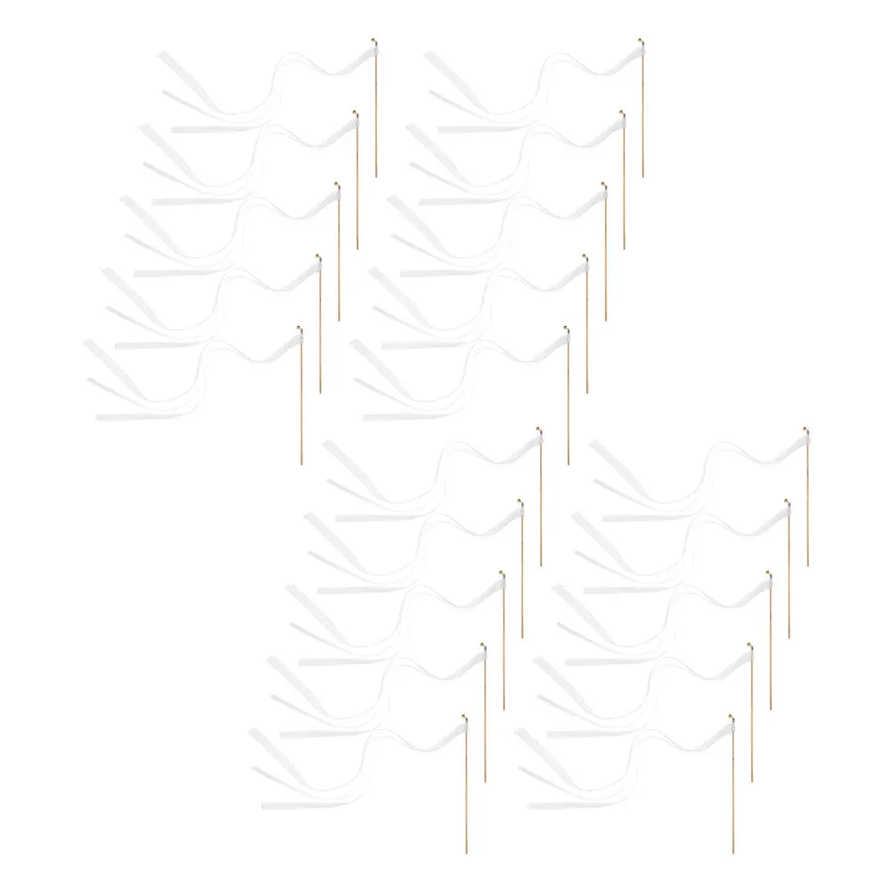 

30 Pcs Decor Party Decorations Cosplay Fairy Wands Props Dance Ribbons Sticks with White Handheld Lace Wedding Streamers