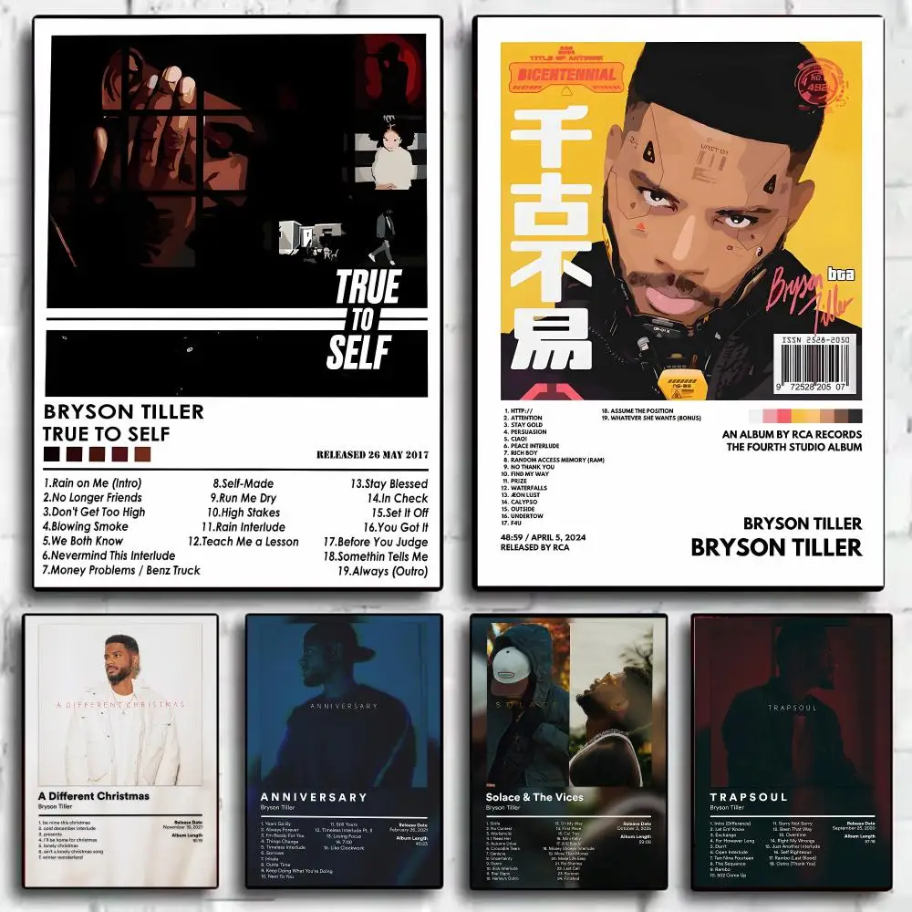 Singer B-Bryson T-Tiller Poster Wall Art Poster Print Decorative Artwork for Bedroom Living Room Office Home Decoration