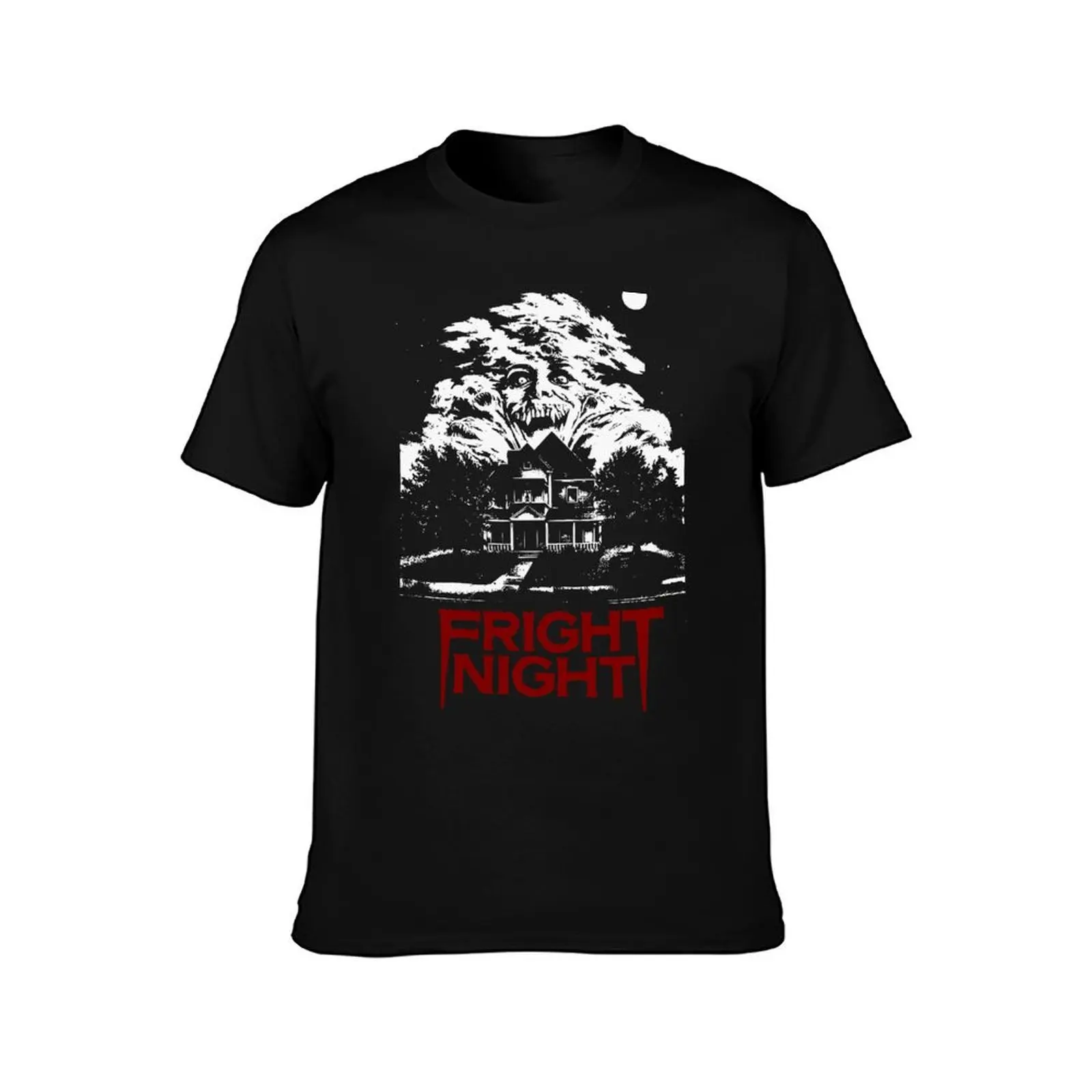 Fright Night T-Shirt, Summer Casual Cotton Tee, Oversized Streetwear Tops, Vintage Graphic Print, Loose Fit Short Sleeve
