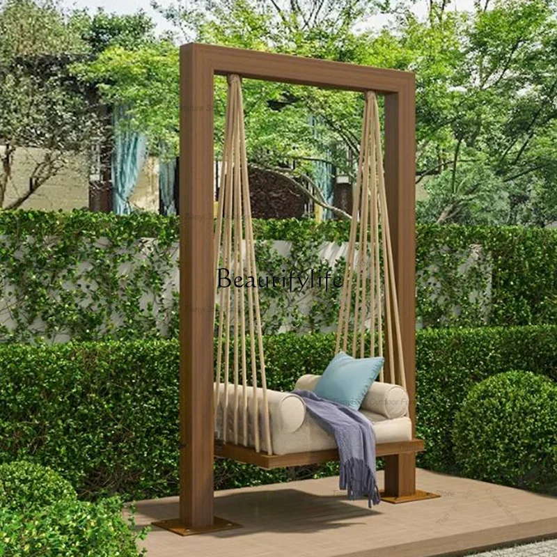 

Outdoor Balcony Hanging Chair Courtyard Swing Home Use Single Double Person Rocking Chair Woven Rattan Hanging Basket