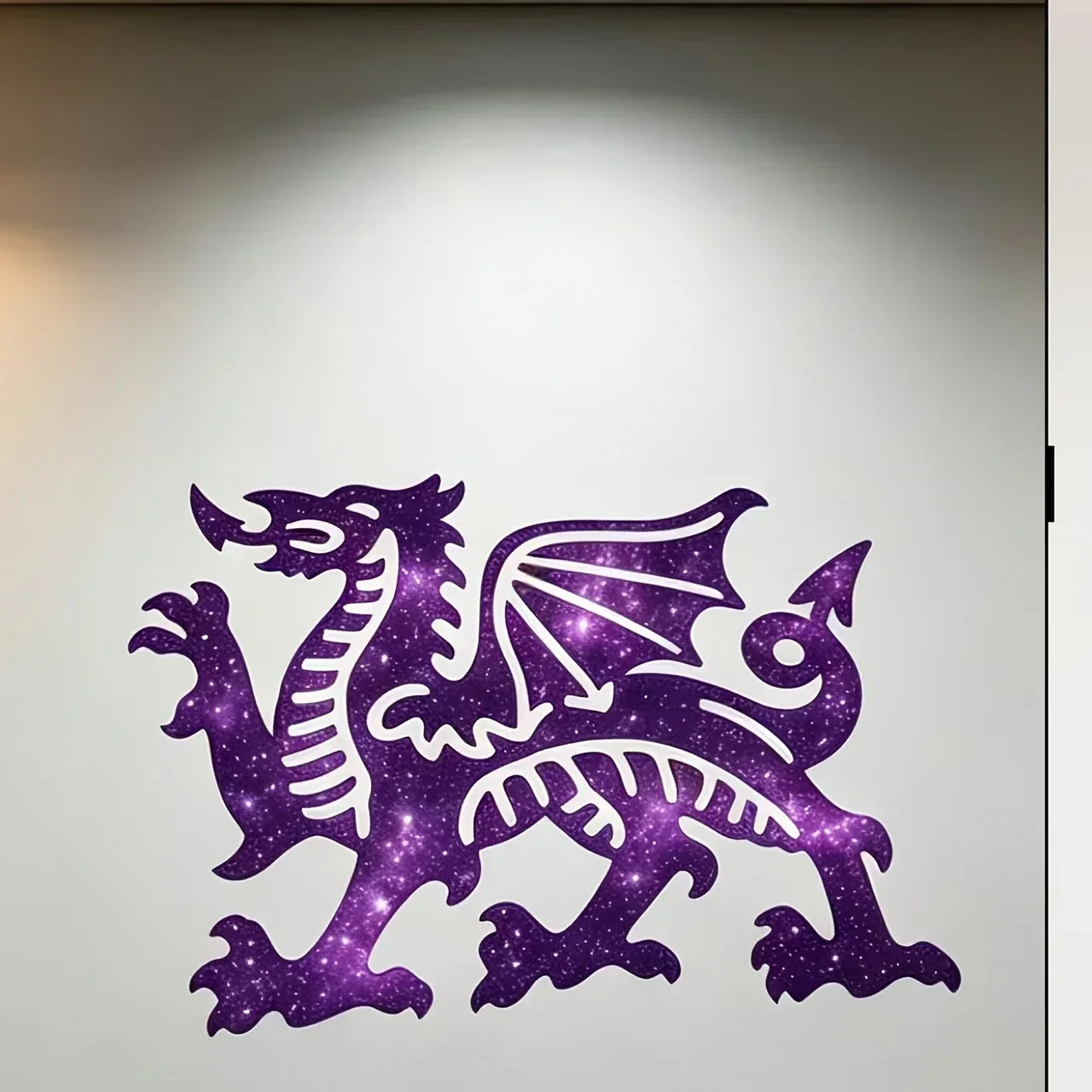 CIFBUY Iron Wall Art Welsh Dragon 2D Silhouette Purple Starry Sky Style Metal Plaque For Bedroom Living Room Office Bar Decor