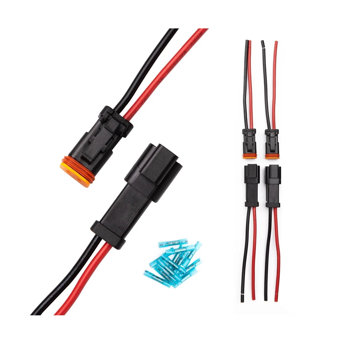 6 Pair DT 2 Pin Pigtail Kit Male Female Connector Adapter Socket Wiring Harness for LED Work Light Bar Accessories