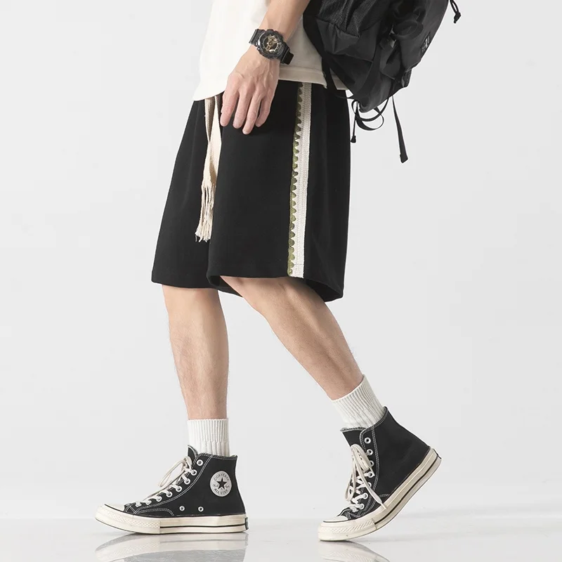 

Summer Thin Men's orts American Street Sle Five-Point Loose Casual Sports Beach Colion Color Loose Fit Youth Casual Pants