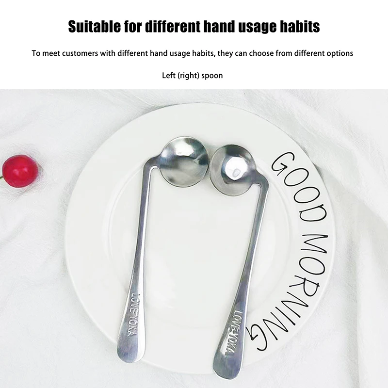 1Pc Stainless Steel Angled Offset Spoon Left/Right Hand Curved Feeding Spoon For Children Elderly Patients Adaptive Utensils