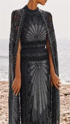 2023 Newest Sexy Long Black Evening Celebrity Dresses with Slit Stretchy Satin Ankle Length Abendkleider Robes de Soirée