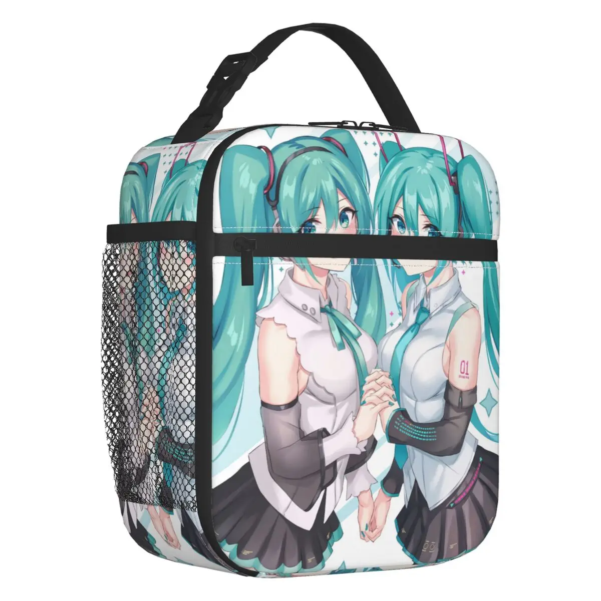 カスタムハツネミク-vocaloid-ロック-再利用可能なランチボックス-ユニセックス-漏れ防止-保温クーラー-食品断熱ランチバッグ-オフィスワーク
