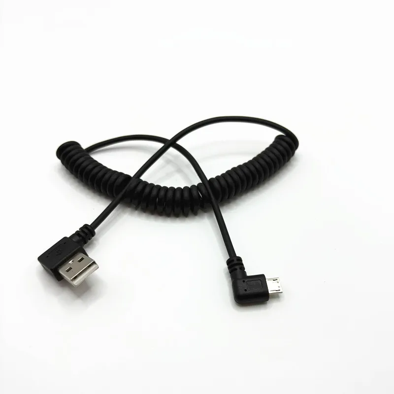 90 degree Micro USB Angle Cable Charge usb to Micro Usb Spring Retractable Fast Data Sync Charger Cord Coiled Cable