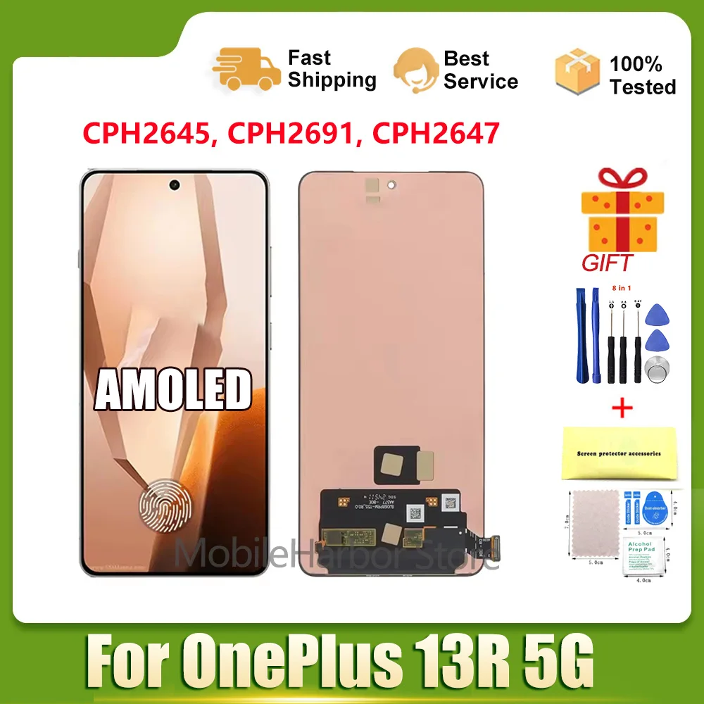 OEM AMOLED For OnePlus 13R 13 R CPH2645, CPH2691, CPH2647 LCD Display Screen+Touch Digitizer For 1+ 13R Display Replacement