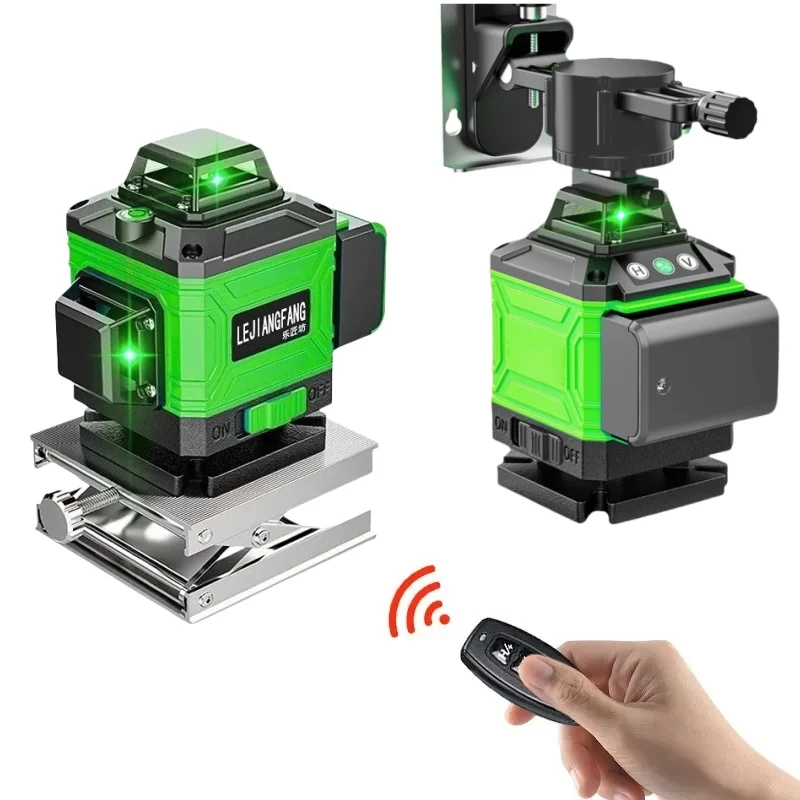 16 Lines Laser Level with Horizontal Green Light Level Meter Set for Outdoor Surveying Tools 360 Degree Vertical Lithium Battery