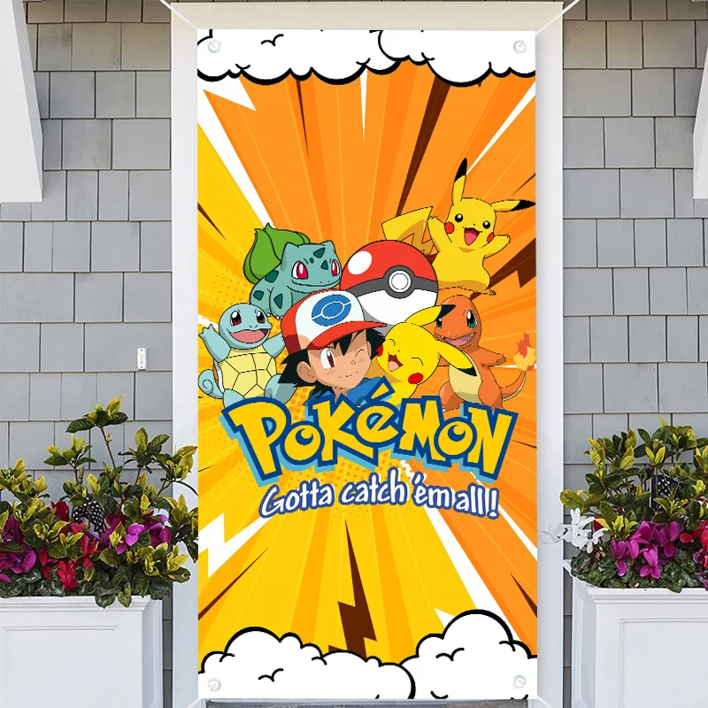 

Pokemon Door Decorations Banner Pikachu Welcome Door Cover Photo Props Welcome Door Banner for Birthday Party Supplies For Kids