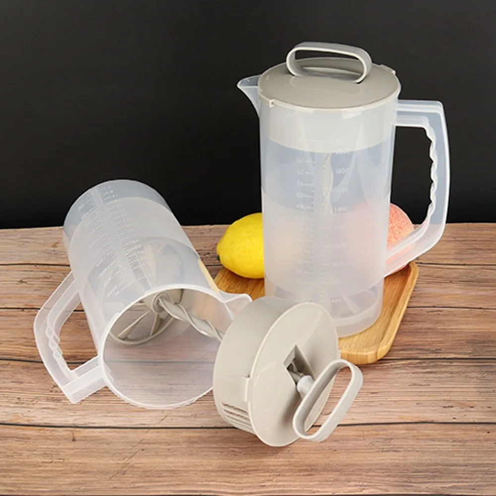 2000ML Capacity Manual Juice Extractor Blender Wide Mouth Opening Leakproof Lid Mixing Pitcher for Drinks Clear Scale Marking