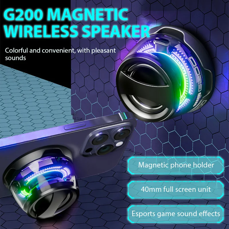 G200 مكبر صوت بخاصية البلوتوث مغناطيسي محمول altavoz G200 صندوق صوت صغير RGB بلوتوث 5.3 مكبر صوت تشغيل 7 ساعات
