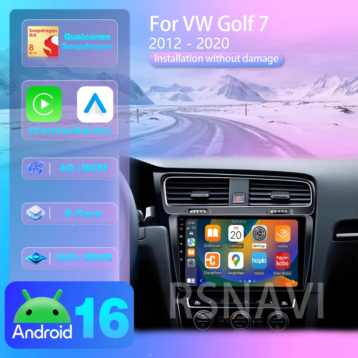Android 16 Plug-and-Play Carplay Autoradio Multimedia-Player für Volkswagen Golf 7 2013 - 2018 LHD 2-DIN Autoradio