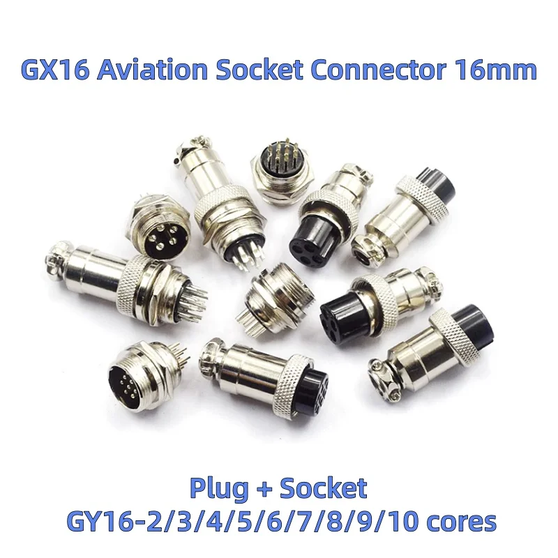 1Set GX16 16mm Metal Circular Aviation Connector Socket Plug 2PIN 3PIN 4PIN 5PIN 6PIN GX16 2/3/4/5/6/7/8/9 Pin Male & Female