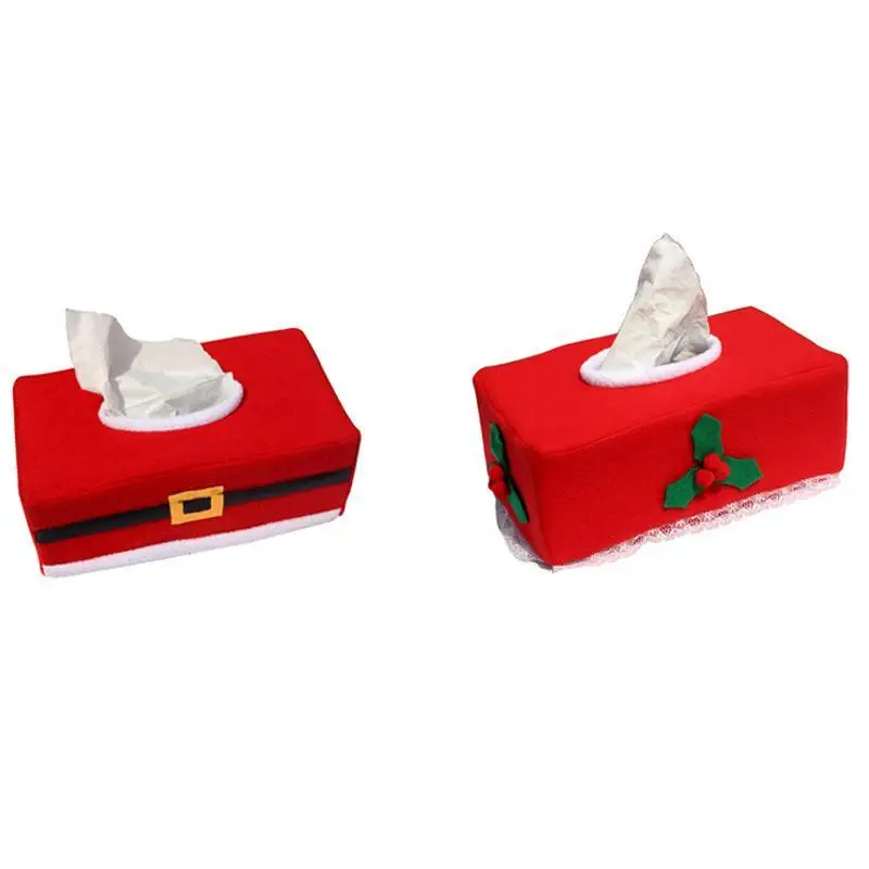 New Belt/Clover Pattern Merry Christmas Tissue Box Cover Christmas Home Decoration Creative Napkin Holder 2 Styles