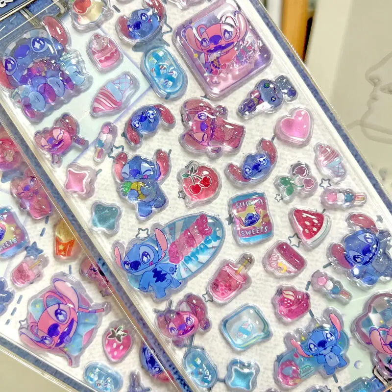 Kawaii ليلو وستيتش ملصقات كريستال ثلاثية الأبعاد الإبداعية الكرتون الطرفية طالب مكافأة ملصقات جراب المحمول الديكور هدية الكريسماس #3