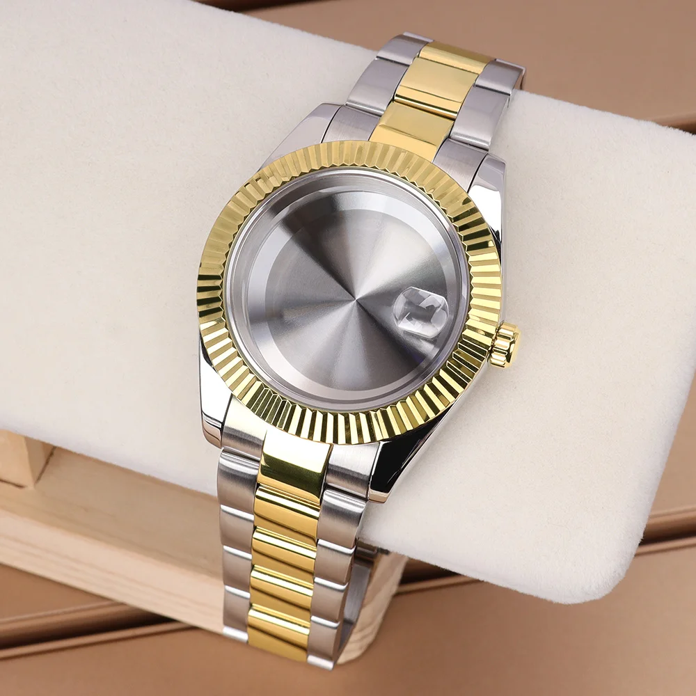 

Корпус часов 36 мм/39 мм с рифленой изогнутой поверхностью, стальной браслет в стиле Oyster для DJ SK, подходит для механизмов NH35, NH36, NH38, NH34, 8215, сапфировое стекло, циферблат 28,5 мм.