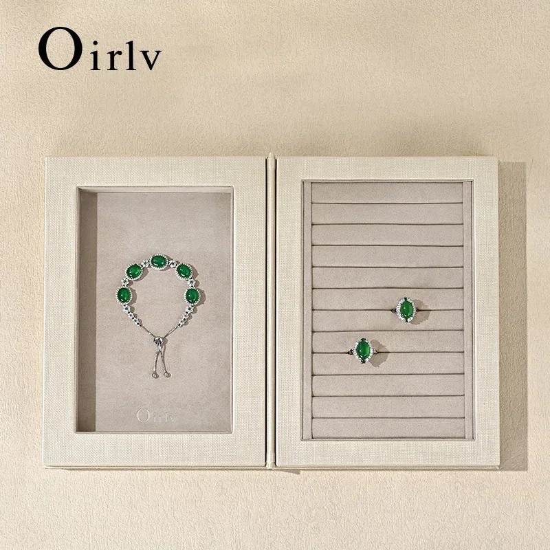 Oirlv Book‑Shaped Ring Display Box Foldable Jewelry Storage Case Multi‑Grid Organizer for Rings Earrings for Retail Store Shop