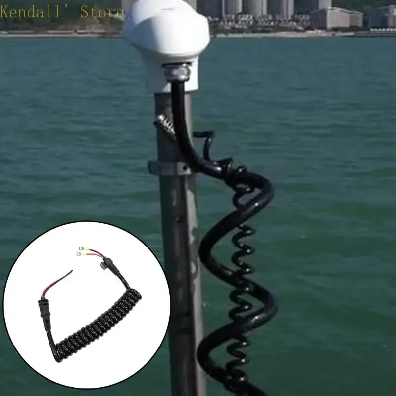 Marine Replacement Power for Motorguide Xi5 Trolling Motor 72 inch Shaft, Coiled Trolling Motor Cable with Terminal Ends