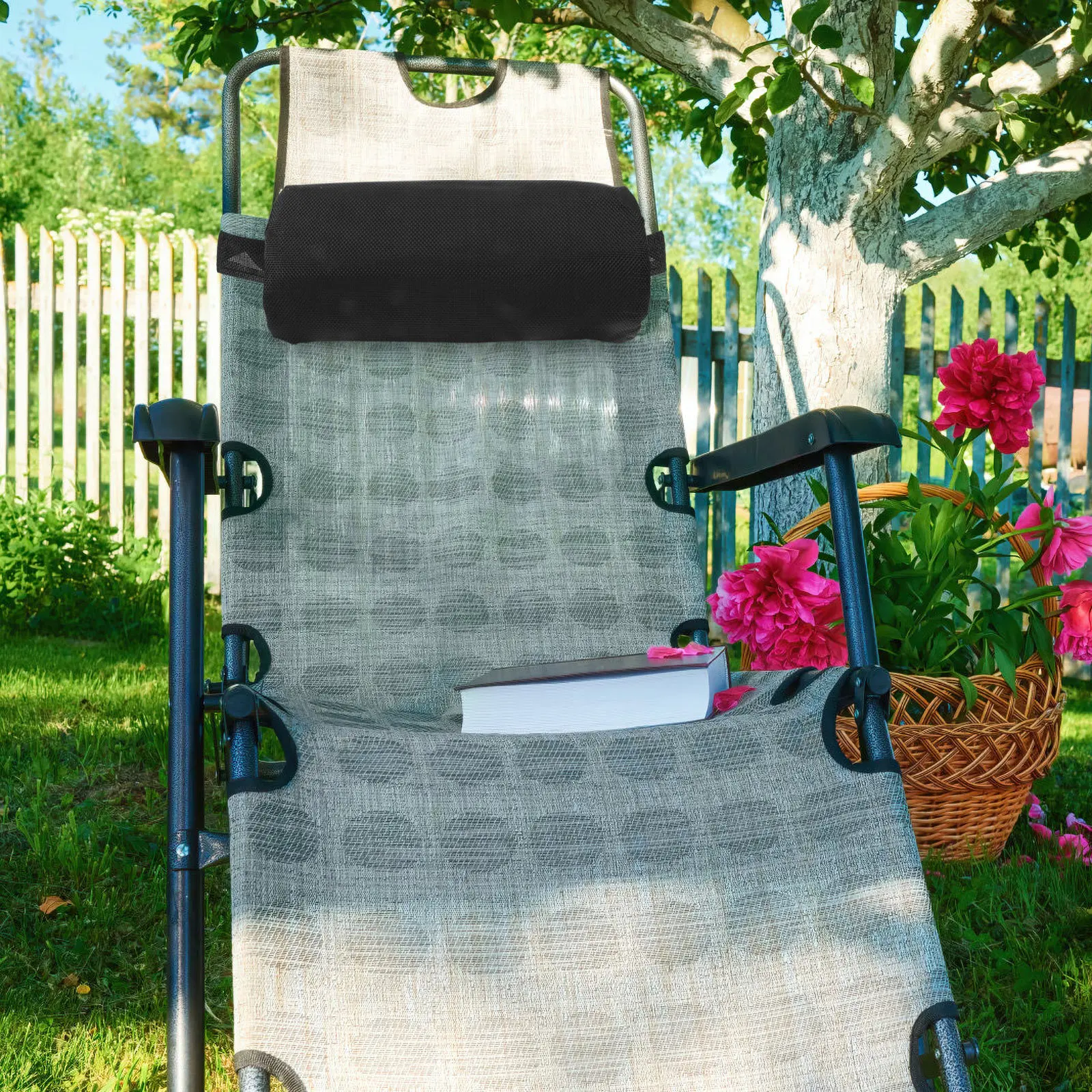 

Headrest Pillow for Beach Chair Deck Chair with Elastic Straps Soft Breathable Neck Support Cushion for Home Office Car Use