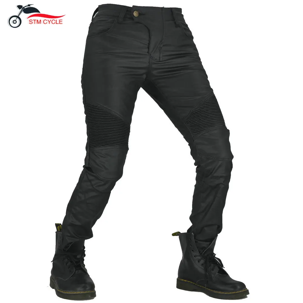 Upgrade Coated Waterproof Motorcycle Riding Denim Jeans Locomotive Cycling Motocross Racing Drop-proof Pants With CE Armor Pads